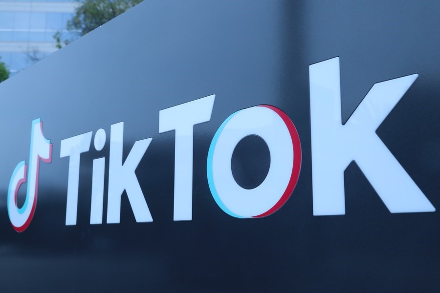 Logo tại Văn phòng Los Angeles của TikTok ở thành phố Culver, Mỹ. Ảnh: Xinhua