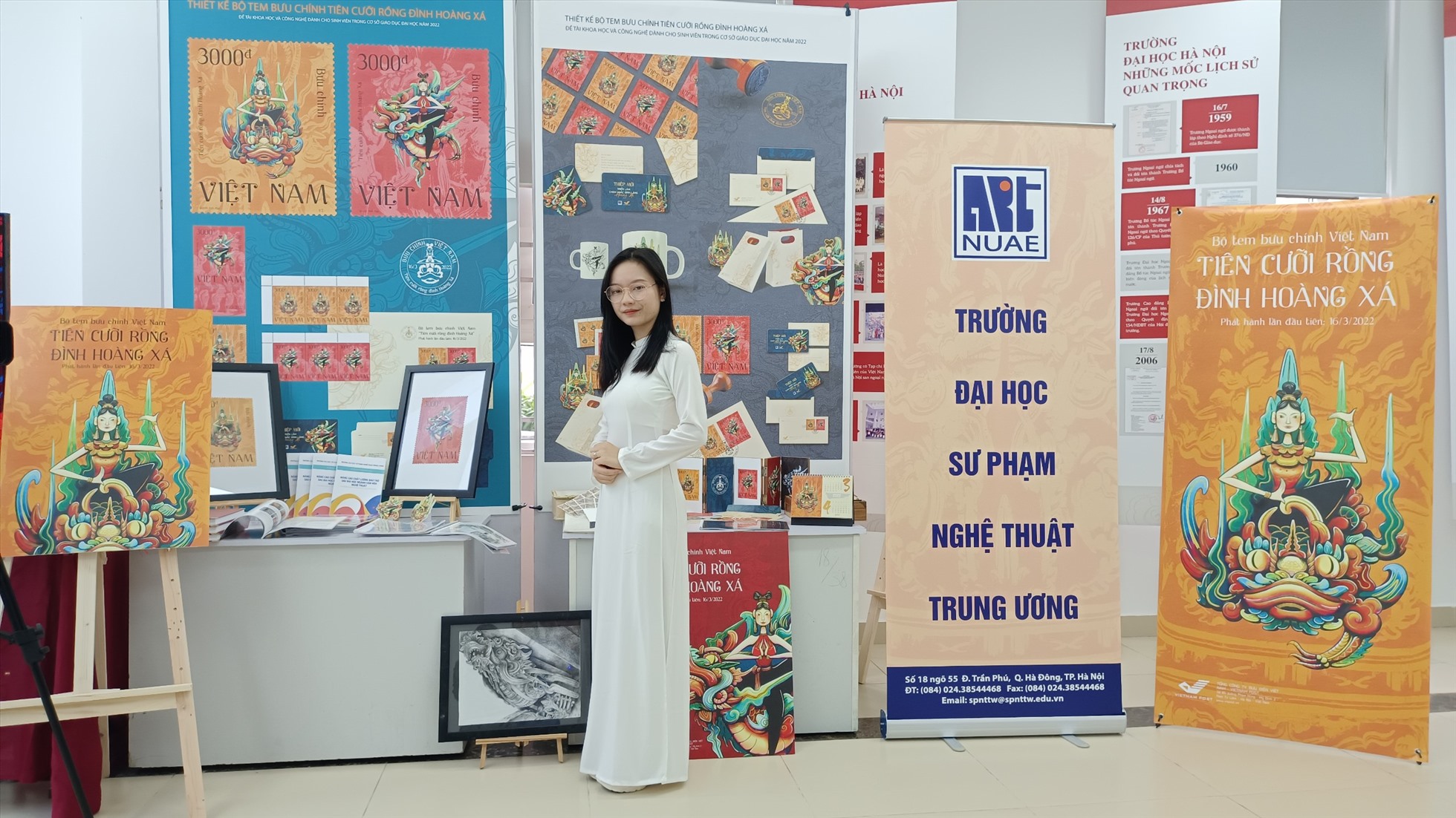 Mạc Thị Quỳnh Anh tại Giải thưởng Khoa học và Công nghệ dành cho sinh viên trong Cơ sở Giáo dục Đại học năm 2022. Ảnh: Nhân vật cung cấp