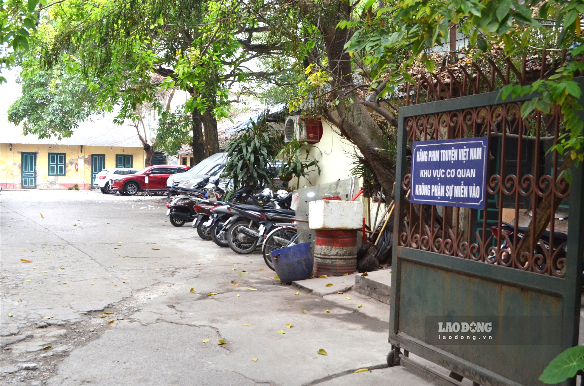Ghi nhận của Lao Động, khu vực cổng chính trụ sở Hãng phim, giờ là nơi trông giữ xe ô tô, xe máy.