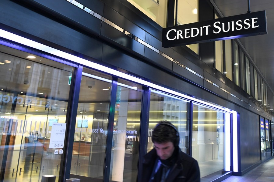 Ngân hàng Credit Suisse ở Geneva, Thụy Sĩ, ngày 16.3.2023. Ảnh: Xinhua