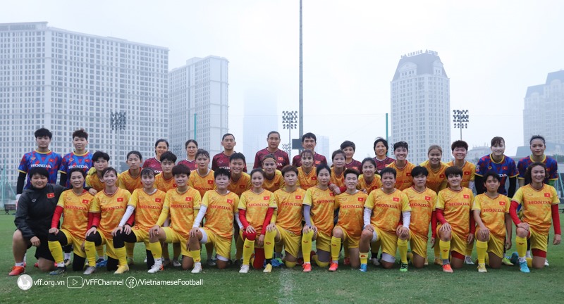 Tuyển nữ Việt Nam có mặt tại Trung tâm đào tạo bóng đá trẻ Việt Nam (Hà Nội). Ảnh: VFF