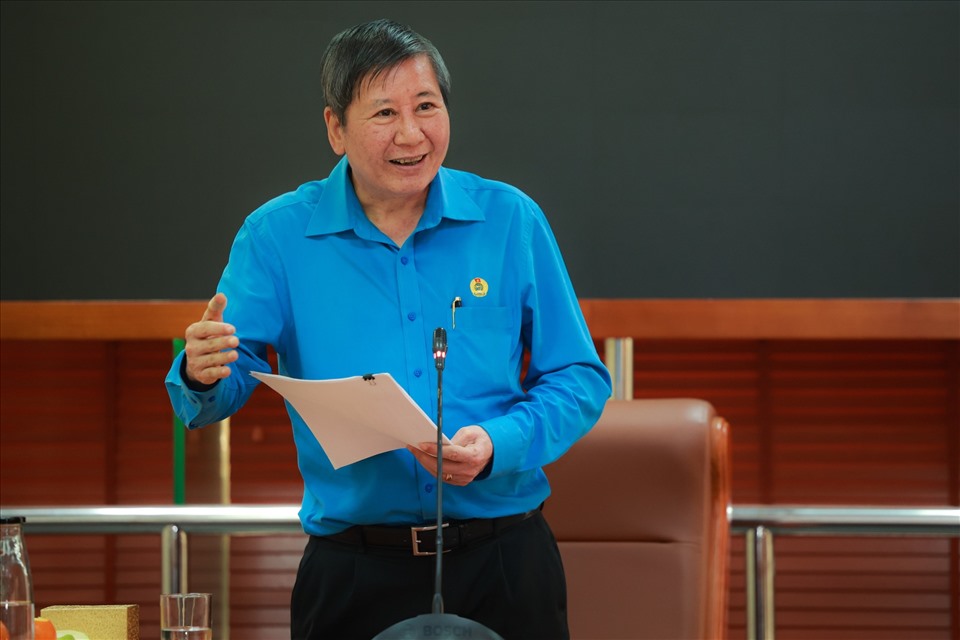 Phó Chủ tịch Thường trực Tổng LĐLĐVN Trần Thanh Hải phát biểu kết luận buổi làm việc. Ảnh: Hải Nguyễn