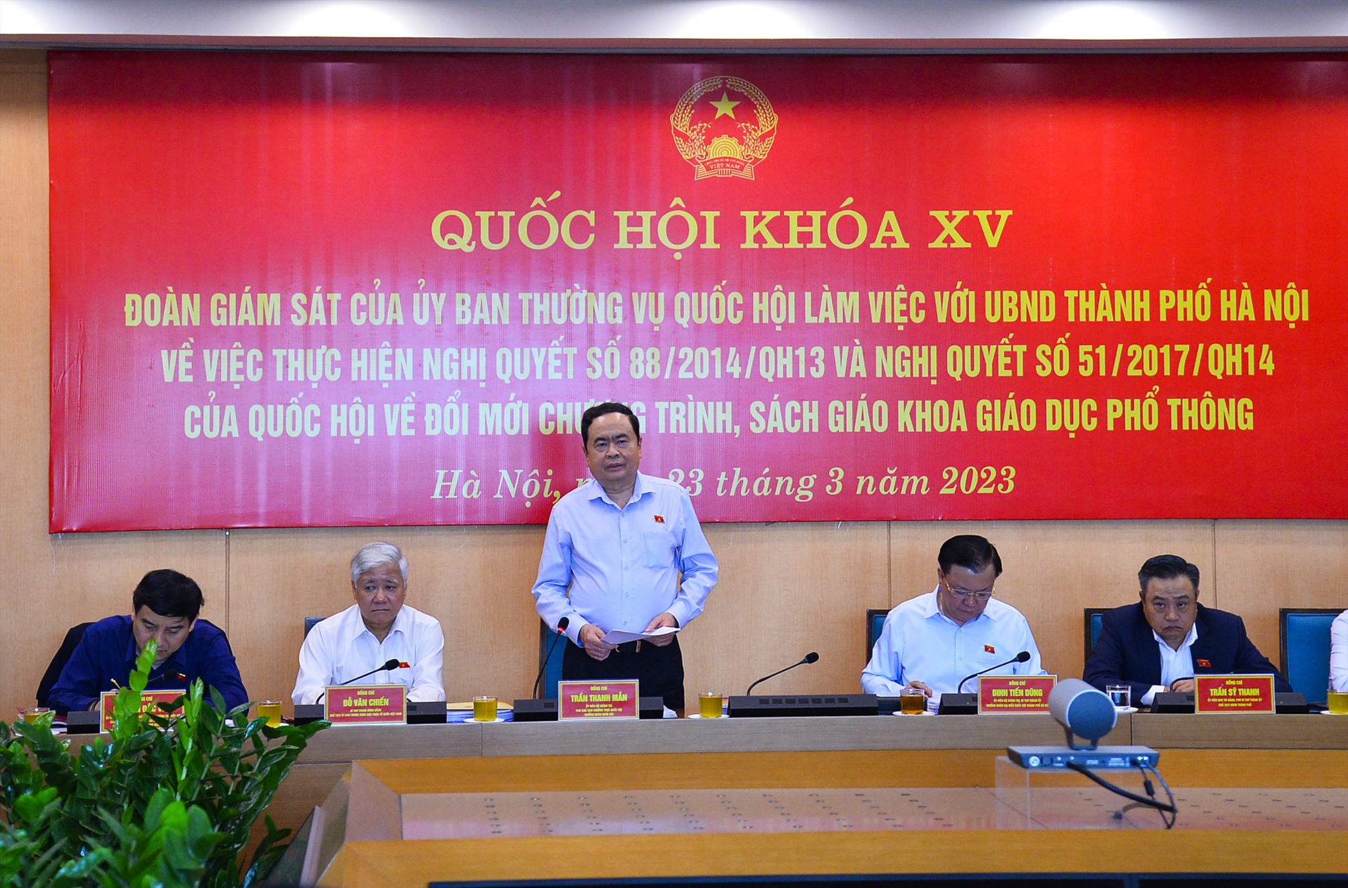 Phó Chủ tịch Thường trực Quốc hội Trần Thanh Mẫn phát biểu kết luận. Ảnh: VPQH