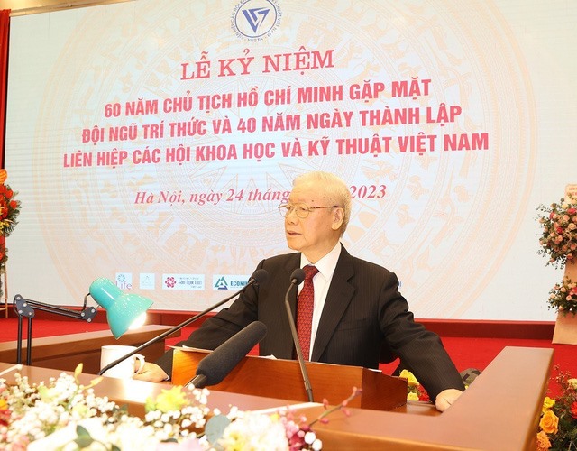 Tổng Bí thư Nguyễn Phú Trọng phát biểu tại Lễ kỷ niệm. Ảnh: TTXVN