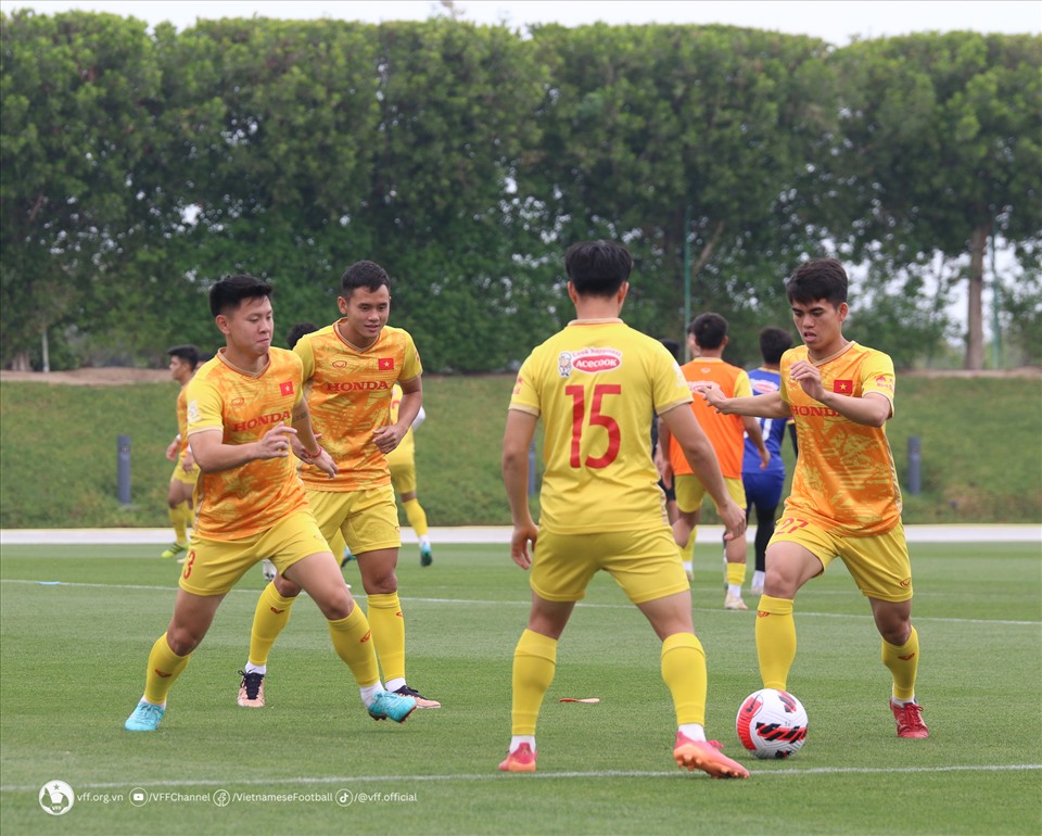 U23 Việt Nam chuẩn bị tâm lí tốt trước trận đấu cuối gặp U23 Kyrgyzstan. Ảnh: VFF