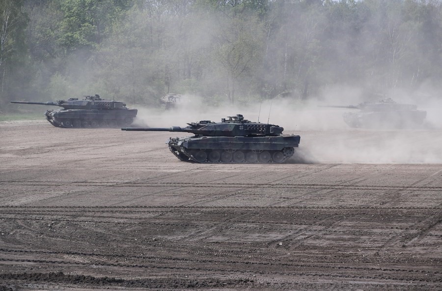 Xe tăng Leopard 2 trong một cuộc trình diễn huấn luyện ở Munster, Đức, ngày 20.5.2019. Ảnh: Xinhua