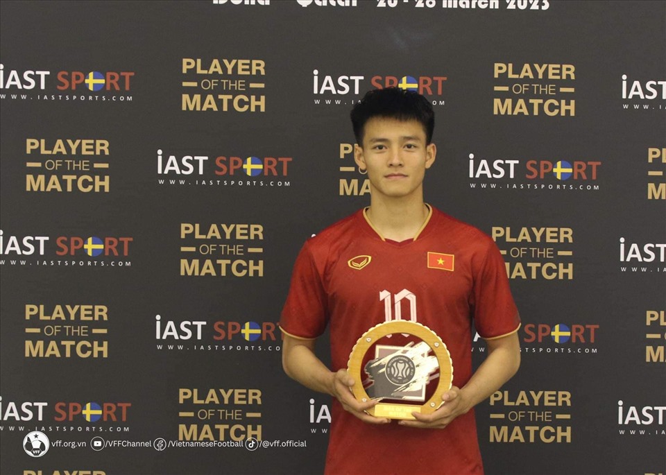 Tiền đạo Thanh Nhàn là cầu thủ xuất sắc nhất trận U23 Việt Nam và U23 Kyrgyzstan. Ảnh: VFF