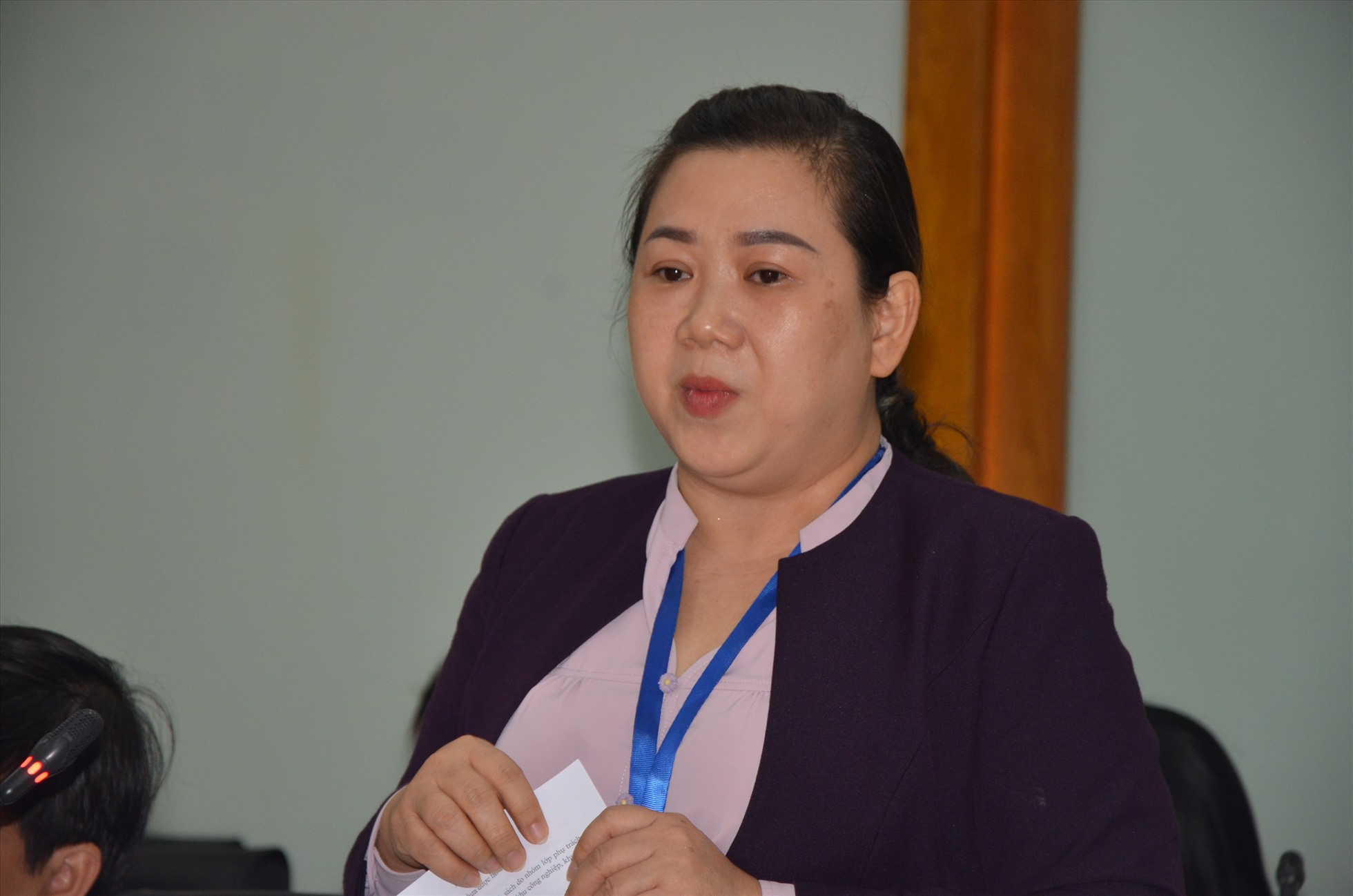 Bà Lương Thị Hồng Điệp – Trưởng phòng Giáo dục Mầm non, Sở GDĐT TPHCM báo cáo