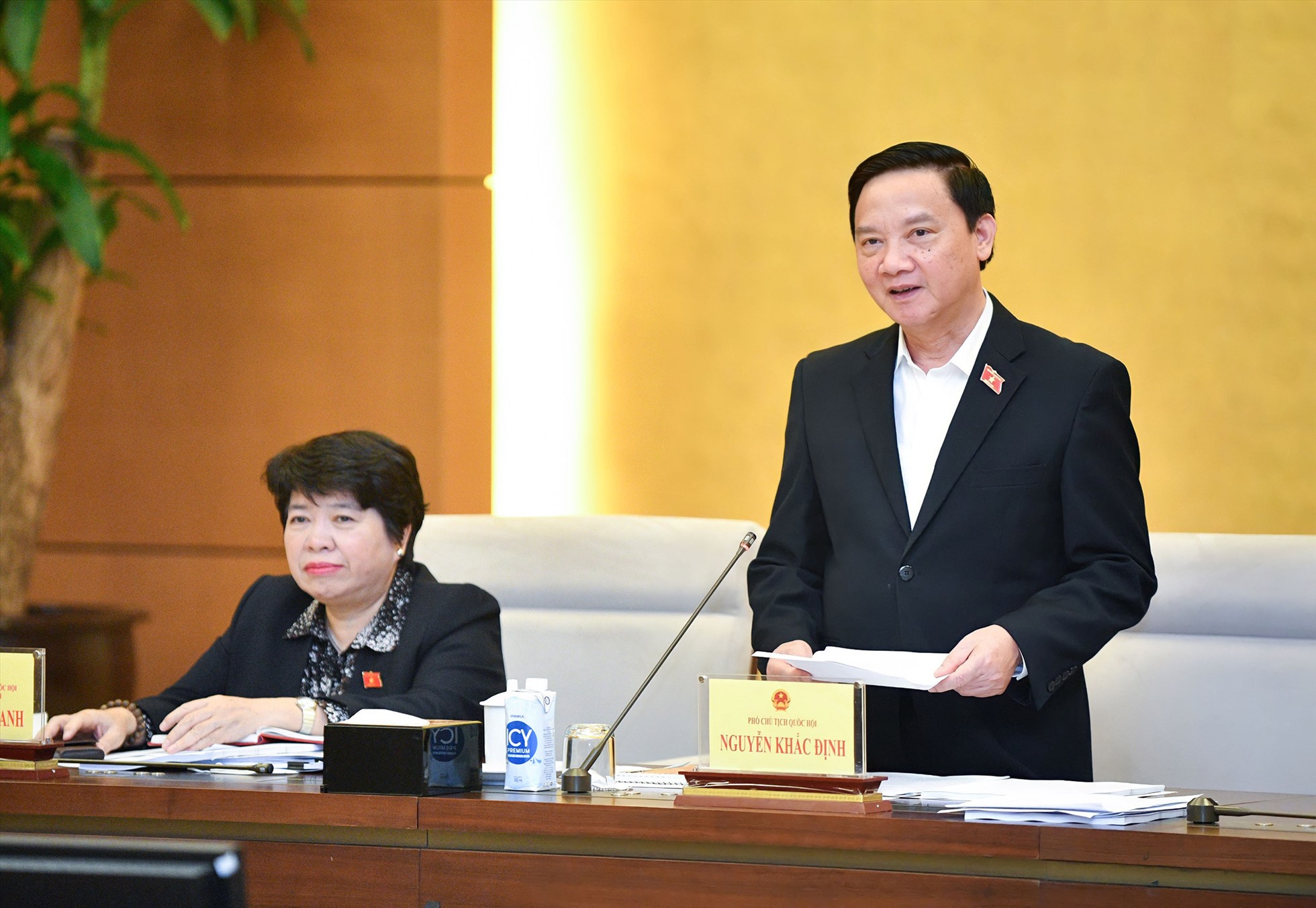Phó Chủ tịch Quốc hội Nguyễn Khắc Định phát biểu kết luận. Ảnh: QH