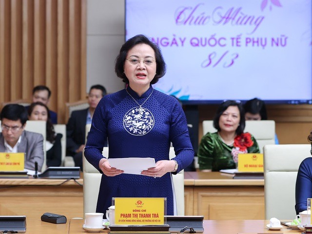 Bộ trưởng Bộ Nội vụ Phạm Thị Thanh Trà phát biểu. Ảnh: VGP