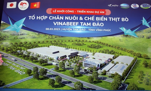 Tổ hợp Vinabeef Tam Đảo đánh dấu sự hợp tác giữa các tập đoàn hàng đầu của Việt Nam và Nhật Bản trong lĩnh vực nông nghiệp công nghệ cao và sản xuất - chế biến thực phẩm - Ảnh: VGP/Hải Minh