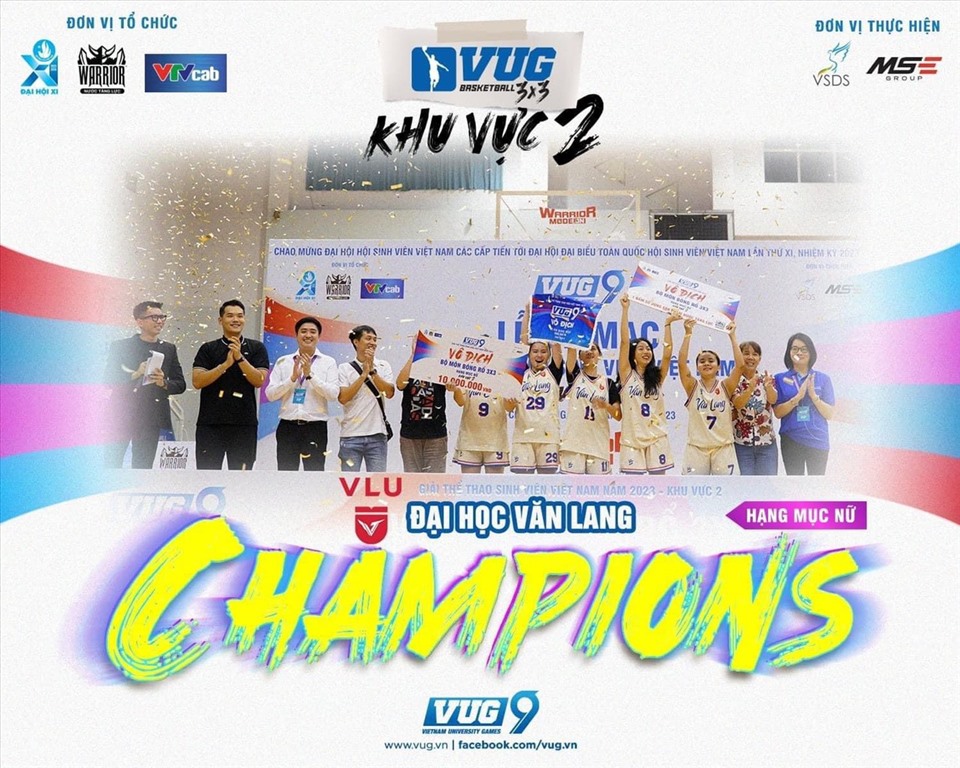 Đội nữ của ĐH Văn Lang vô địch Khu vực 2. Ảnh: Ban tổ chức