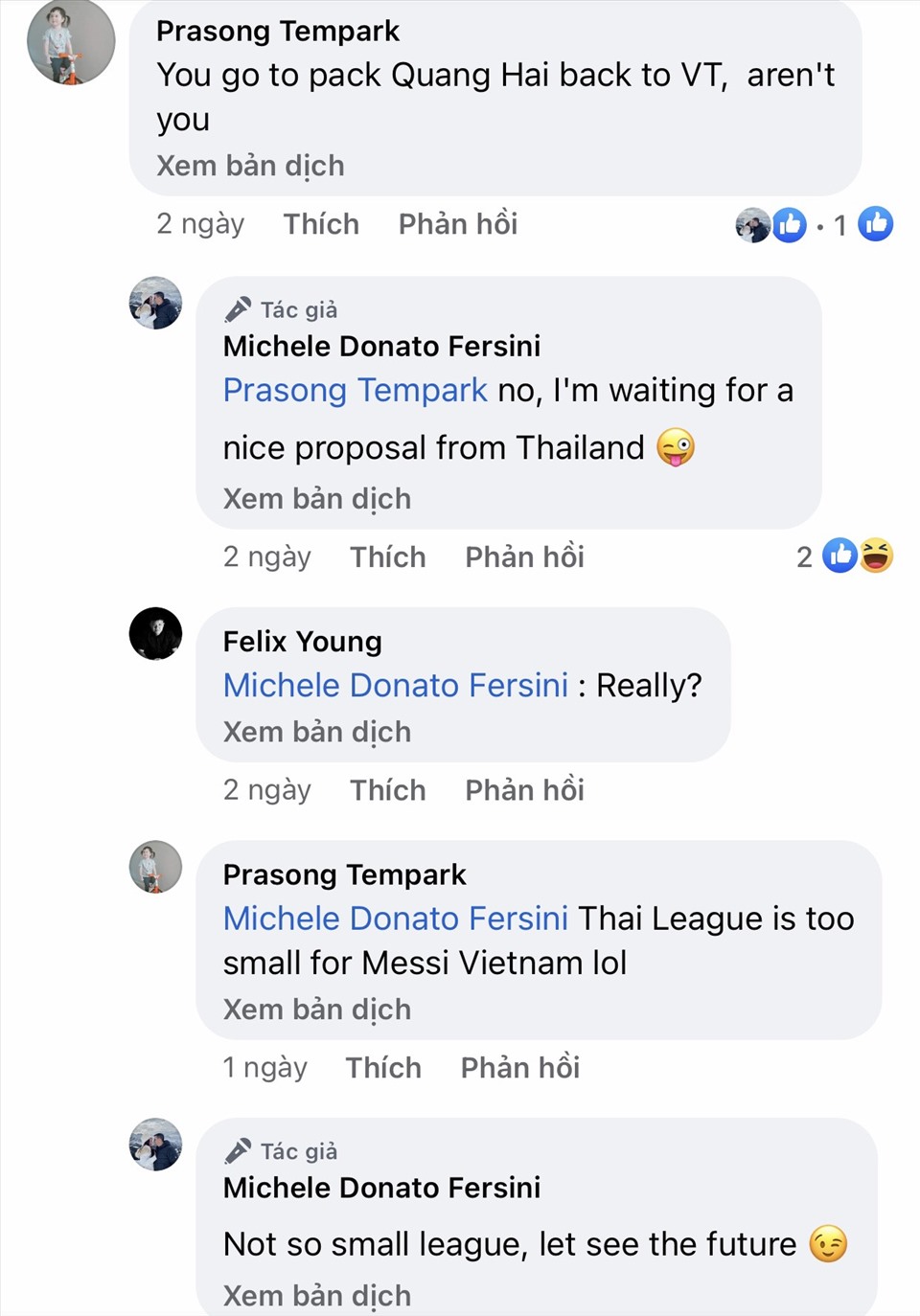 Người đại diện của Quang Hải úp mở về việc tìm kiếm câu lạc bộ tại Thái lan cho cầu thủ này. Ảnh: Chụp màn hình