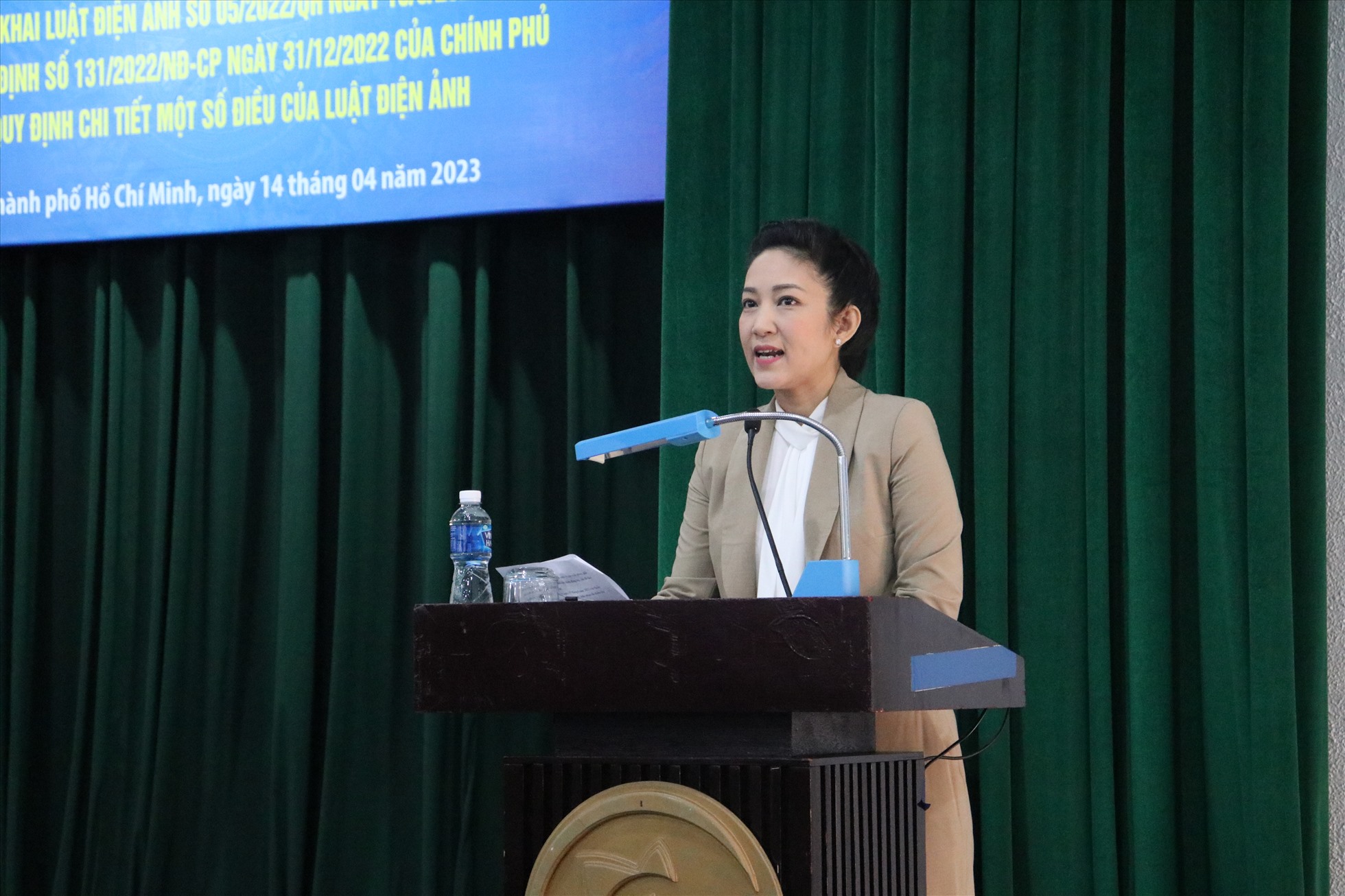 Bà Nguyễn Thị Thanh Thúy, Phó Giám đốc Sở Văn hóa và Thể thao TPHCM phát biểu khai mạc. Ảnh: Việt Phong