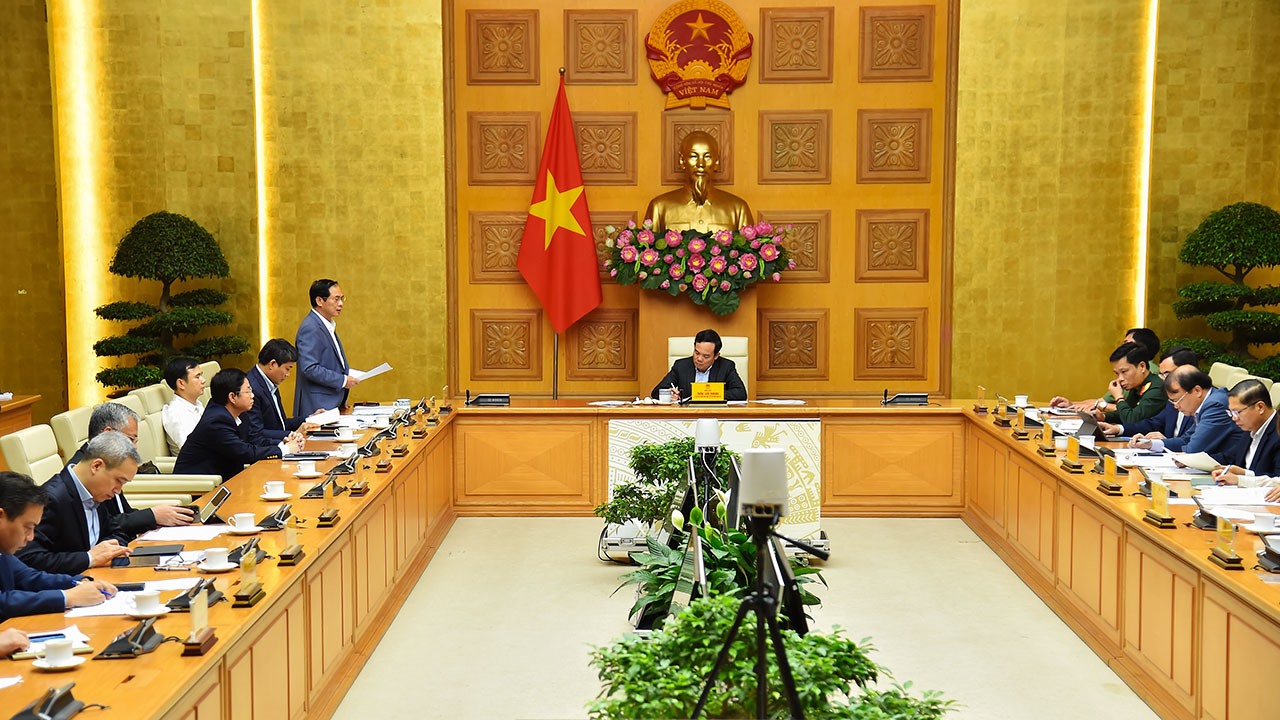 Bộ trưởng Ngoại giao Bùi Thanh Sơn phát biểu tại phiên họp. Ảnh: Bộ Ngoại giao