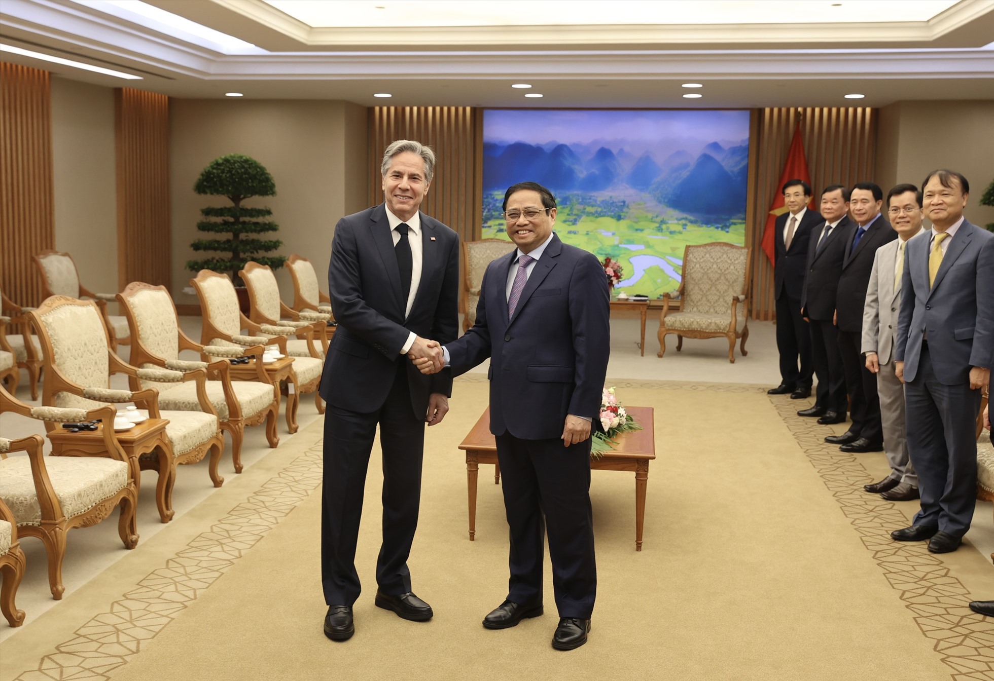 Ngoại trưởng Mỹ Antony Blinken đang ở thăm Việt Nam theo lời mời của Bộ trưởng Ngoại giao Bùi Thanh Sơn. Ảnh: Hải Nguyễn
