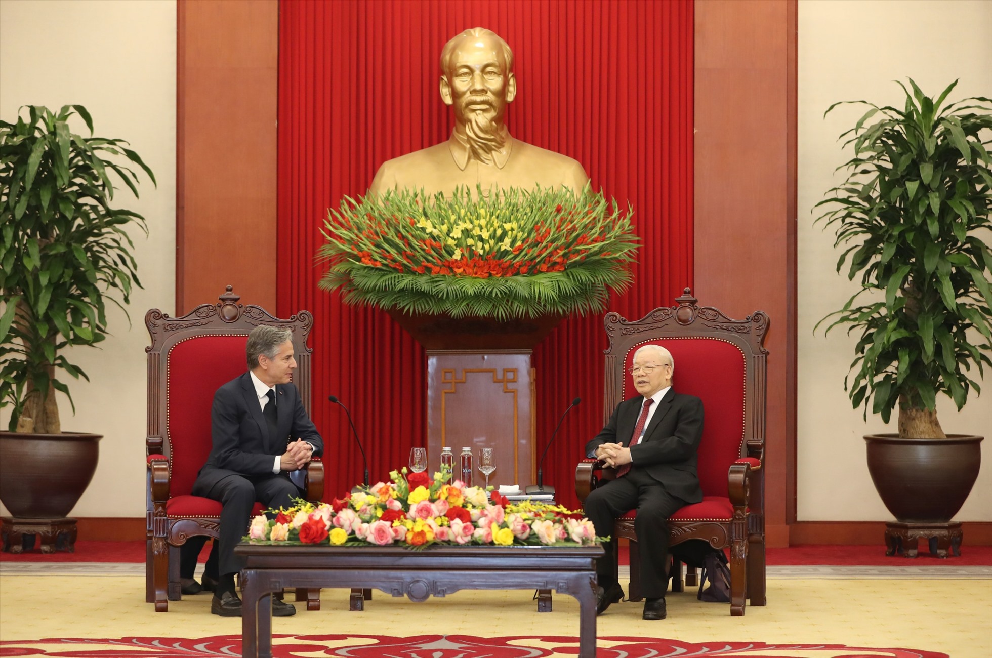 Hai nhà lãnh đạo cũng đánh giá cao sự phát triển tích cực, toàn diện của quan hệ Việt - Mỹ thời gian qua và nhất trí thúc đẩy, phát triển, làm sâu sắc hơn quan hệ song phương, vì lợi ích của hai nước, hòa bình, hợp tác và phát triển. Ảnh: Hải Nguyễn