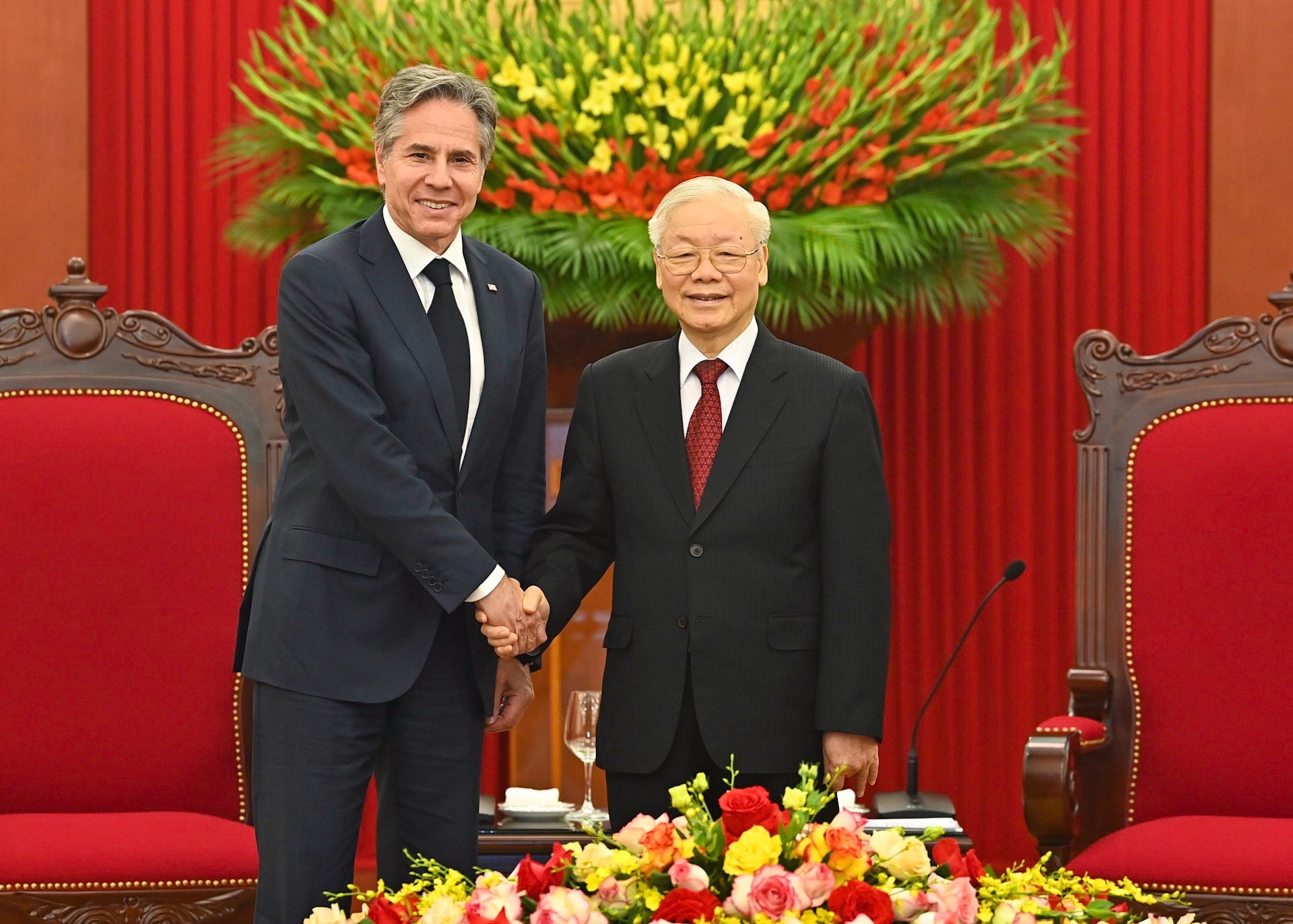 Tổng Bí thư Nguyễn Phú Trọng đã tiếp Ngoại trưởng Mỹ Antony Blinken. Ảnh: Hải Nguyễn