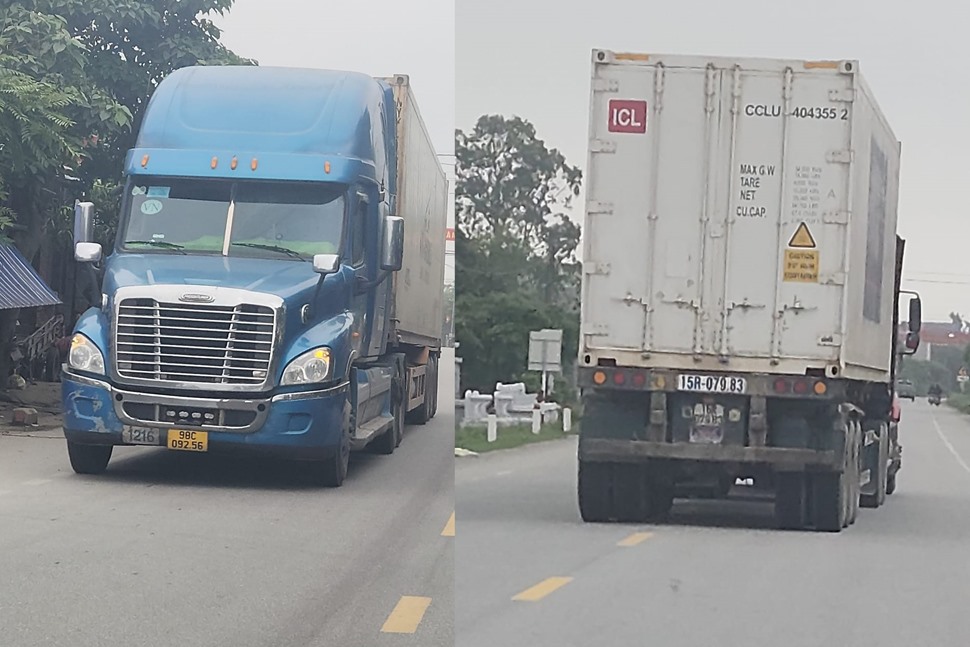 Nhiều xe container ngoại tỉnh lưu thông qua đường ven biển Hà Tĩnh để né trạm thu phí cầu Bến Thủy. Ảnh: Hạnh Tuấn.
