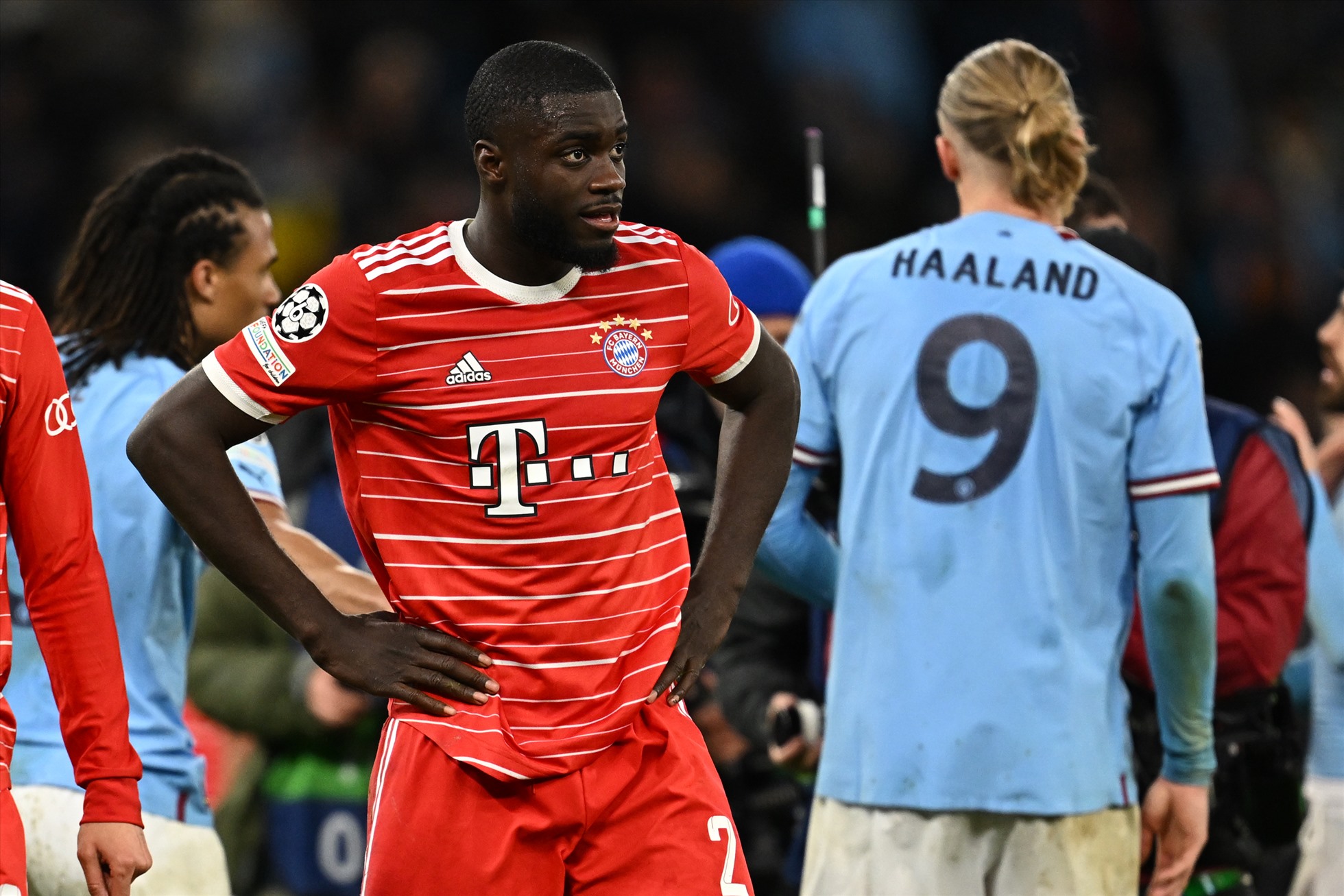 Hàng thủ Bayern với tâm điểm là Upamecano đã tan hoang trước Man City ở trận lượt đi. Ảnh: AFP