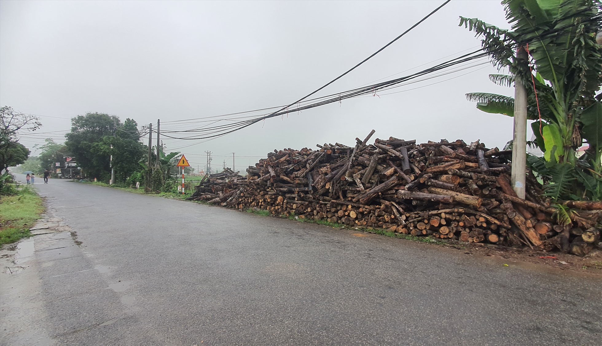 Xưởng sản xuất giấy tiền nằm gần khu dân cư, gỗ để đốt lò được chủ cơ sở chất đầy vệ đường tỉnh DT.456
