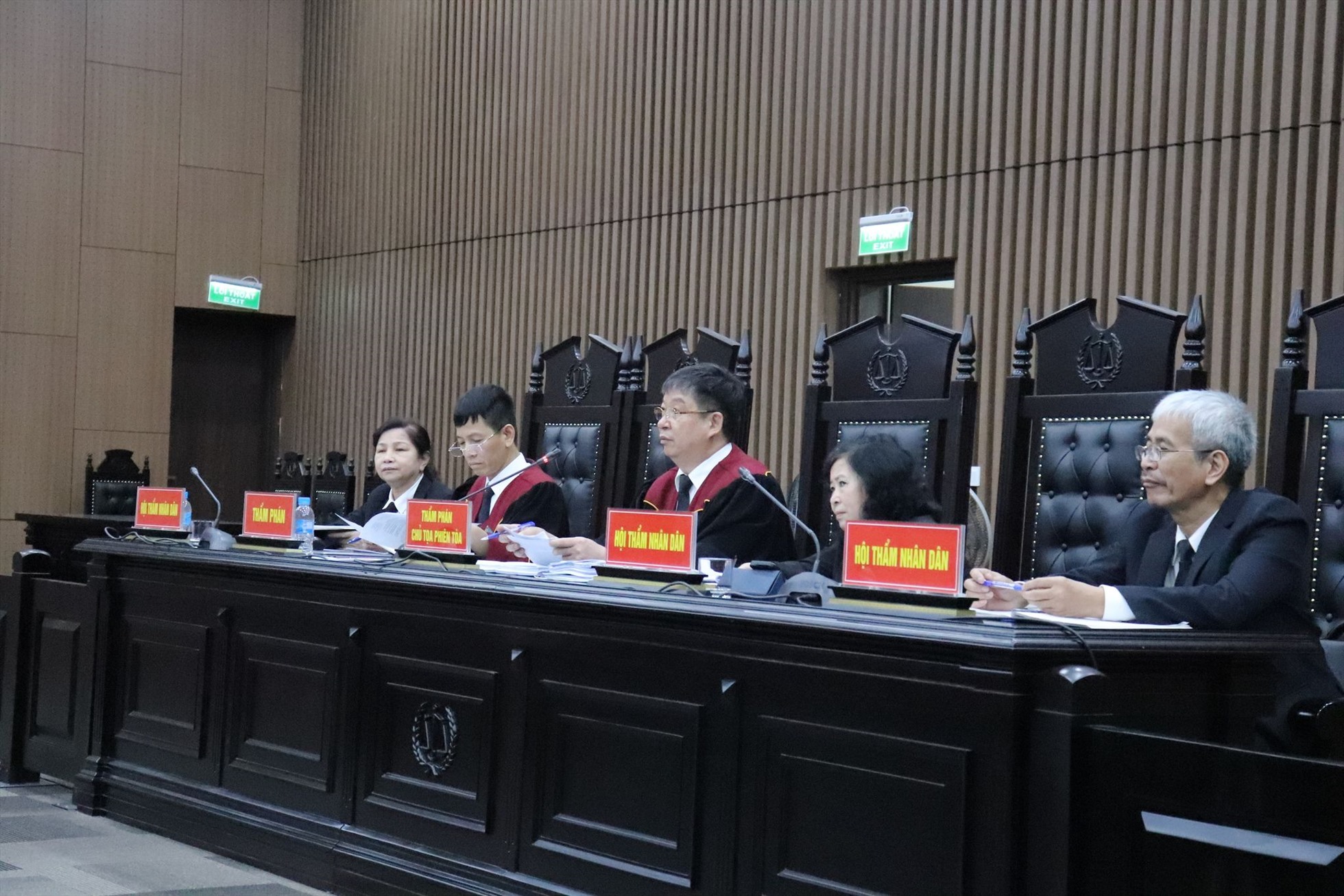 Hội đồng xét xử bị cáo Phạm Thanh Hải. Ảnh: Quang Việt