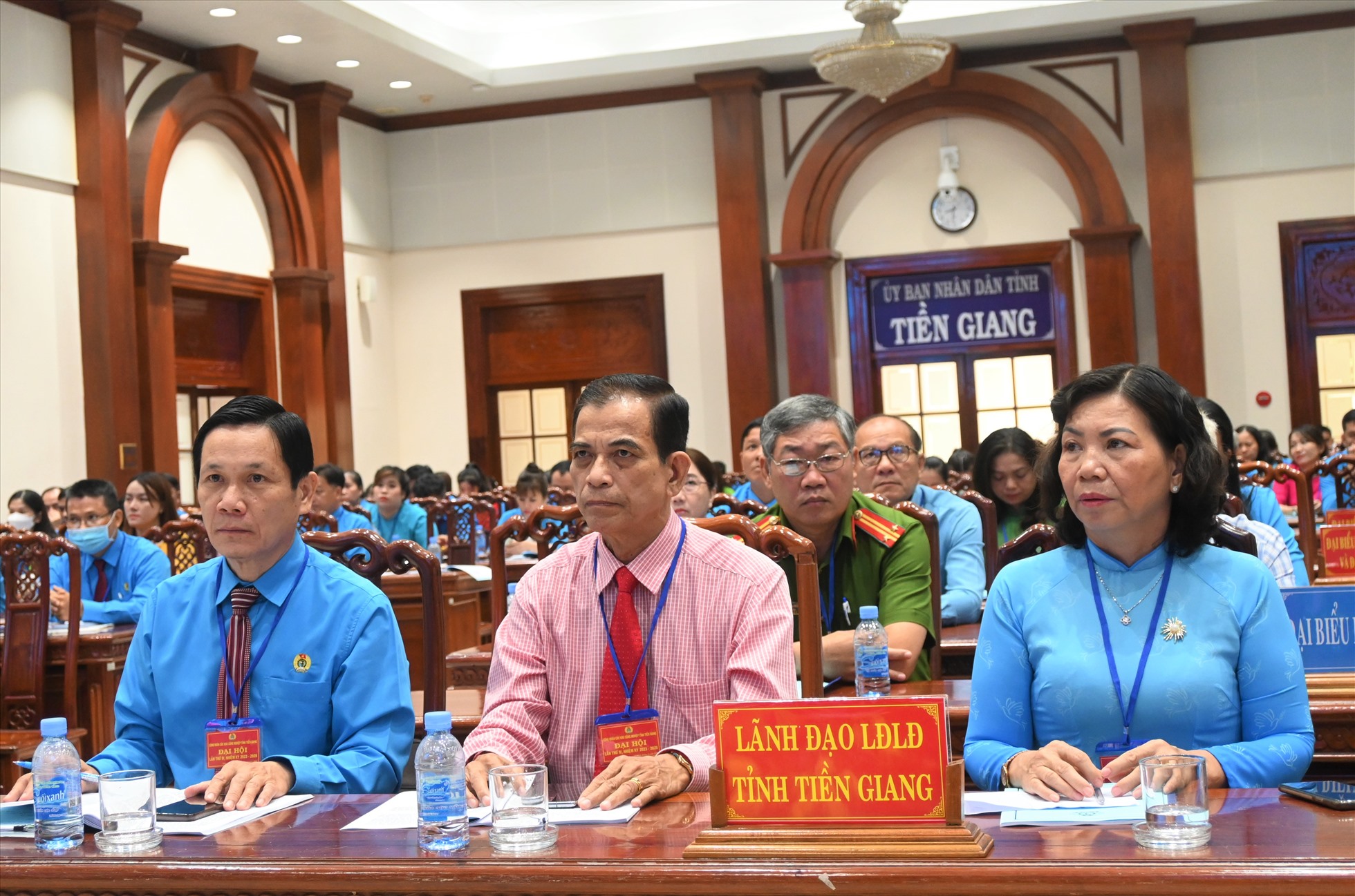 Các vị đại biểu tham dự Đại hội Công đoàn các Khu công nghiệp tỉnh Tiền Giang lần thứ IV, nhiệm kỳ 2023-2028. Thành Nhân
