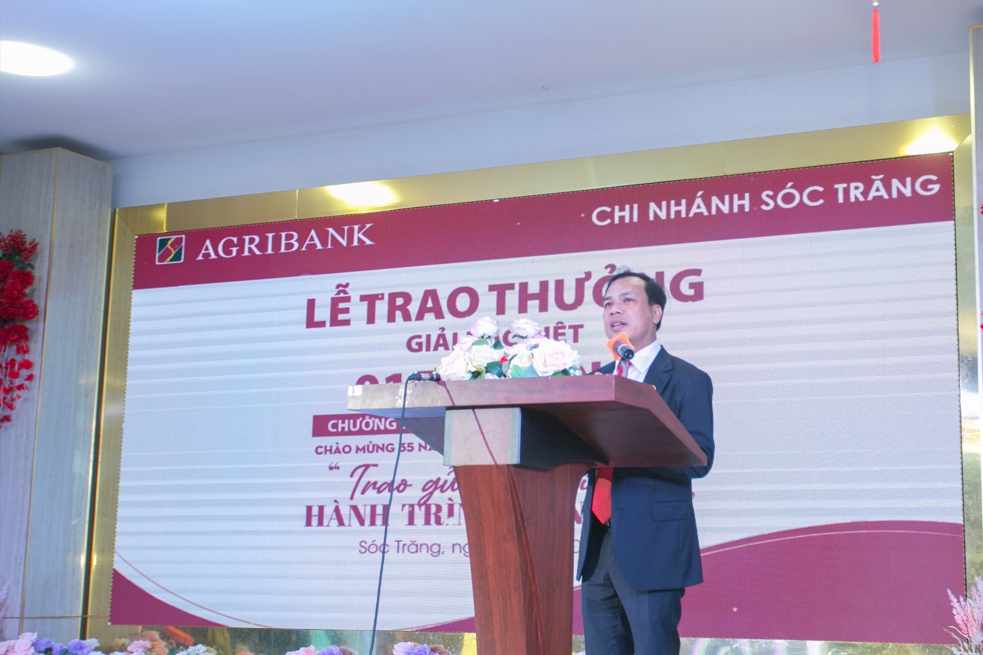 Phó Tổng giám đốc Agribank Lê Hồng Phúc phát biểu tại buổi lễ. Nguồn: Agribank