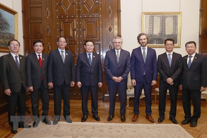 Tổng thống Alberto A.Fernandez khẳng định Chính phủ Argentina đánh giá cao uy tín và vị thế ngày càng cao của Việt Nam tại khu vực và trên thế giới. Ảnh: TTXVN