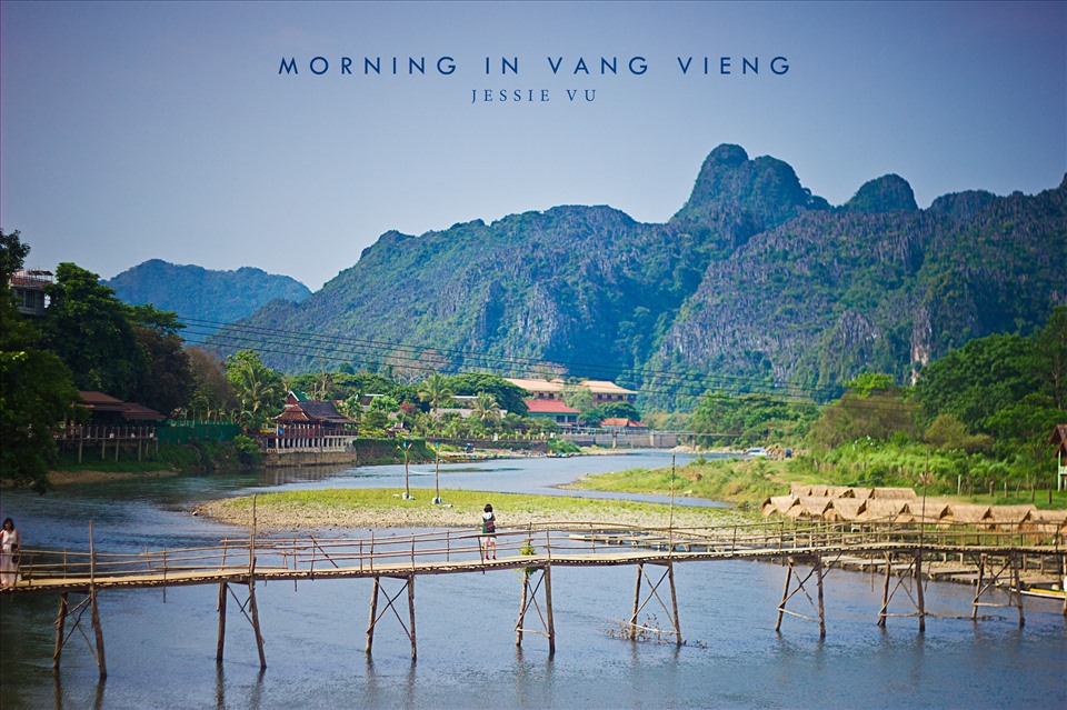 Dòng sông Nam Song yên bình và xinh đẹp ở Vang Vieng. Ảnh: Jessie Vu.