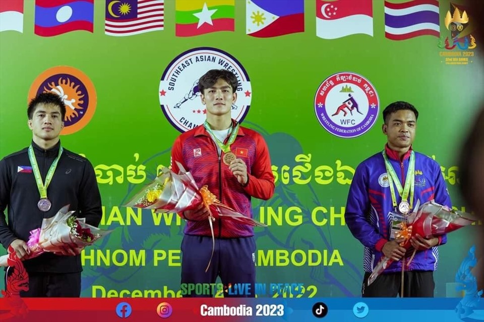 Đội tuyển vật Việt Nam đạt thành tích cao tại giải vô địch vật Đông Nam Á 2022. Ảnh: Ban tổ chức