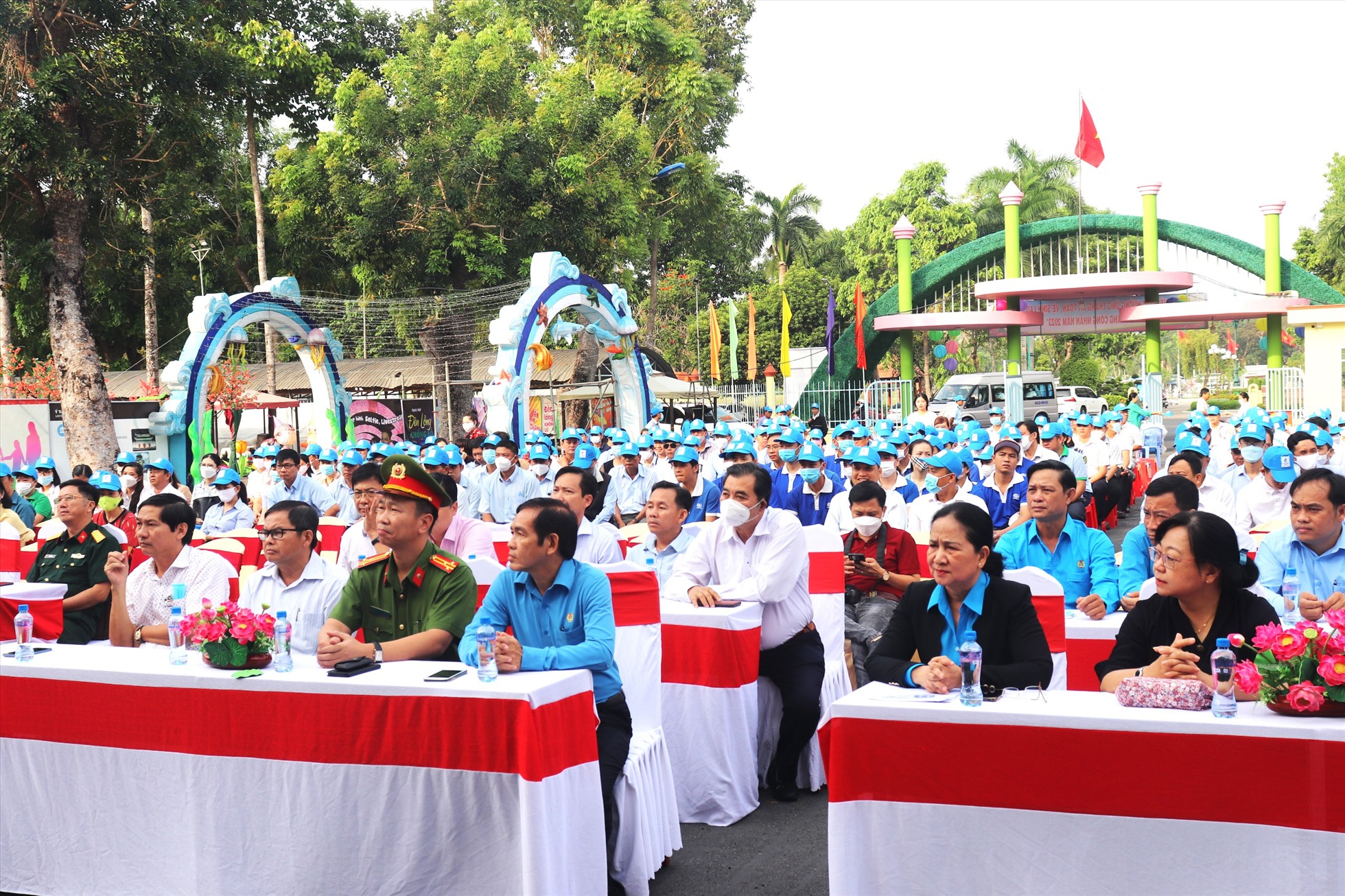 Quang cảnh lễ phát động hưởng ứng “Tháng An toàn, vệ sinh lao động” và “Tháng Công nhân” năm 2023. Ảnh: Lưu Hùng