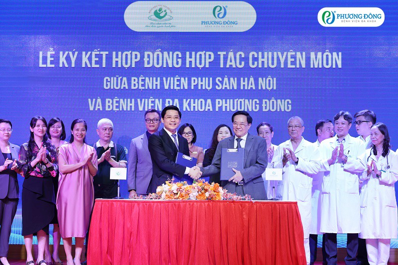 BVĐK Phương Đông và BV Phụ Sản Hà Nội ký kết hợp tác chuyên môn. (Nguồn ảnh: )