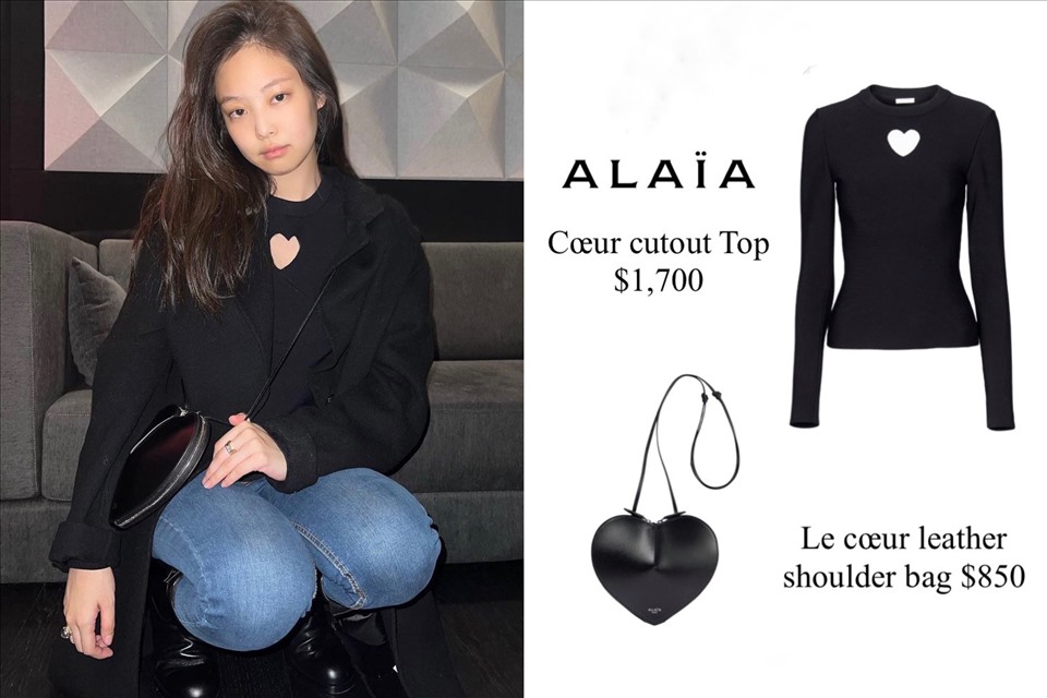 Jennie Blackpink diện áo và túi hình trái tim của thương hiệu Alaia