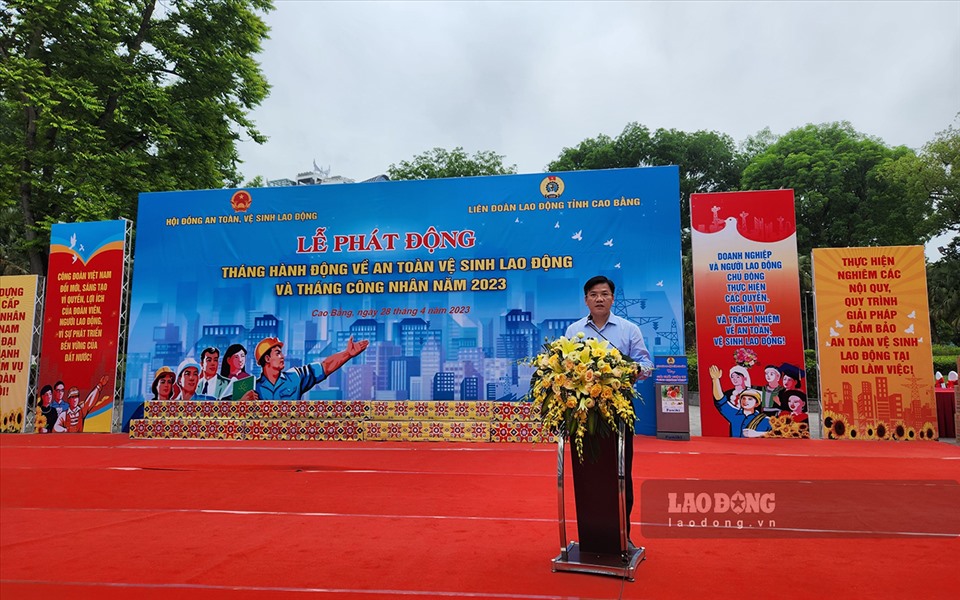 Phó Chủ tịch UBND tỉnh Cao Bằng Trịnh Trường Huy phát biểu khai mạc buổi lễ.