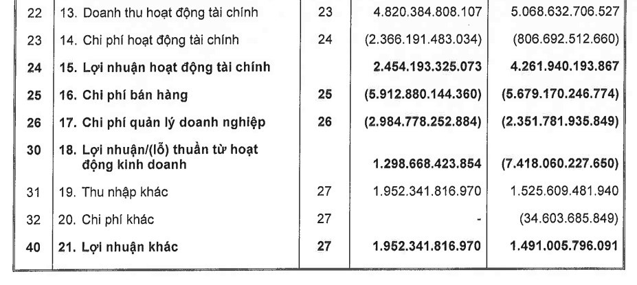 Manulife Việt Nam thu lợi nhuận hơn 2.454 tỉ đồng từ hoạt động tài chính. Ảnh: Chụp báo cáo tài chính