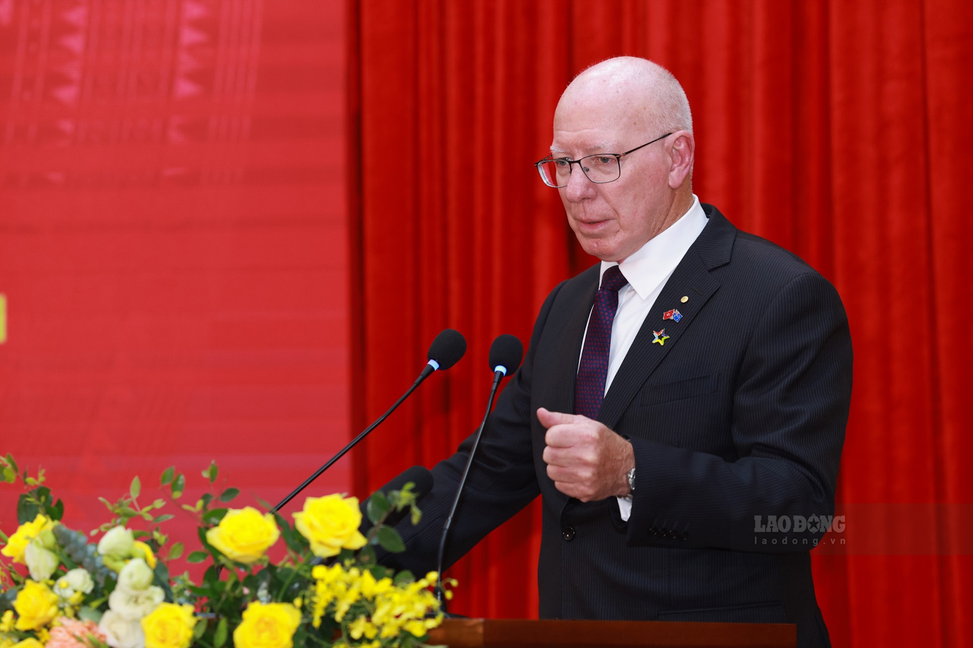 Ngài David Hurley - Toàn quyền Australia phát biểu, đánh giá cao sự hợp tác giữa Việt Nam và Australia trong thời gian vừa qua. Ảnh: Hải Nguyễn