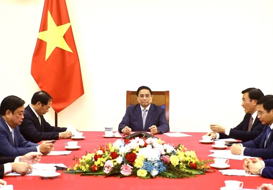 Chiều 4.4, tại Trụ sở Chính phủ, Thủ tướng Phạm Minh Chính đã có cuộc điện đàm với Thủ tướng Trung Quốc Lý Cường. Ảnh: TTXVN