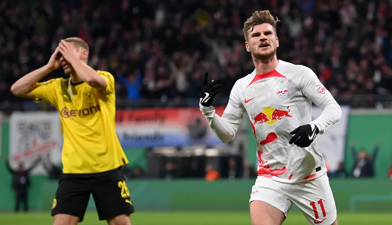 Werner tỏa sáng rực rỡ trước Dortmund để đưa Leipzig đi tiếp tại cúp Quốc gia Đức. Ảnh: Bundesliga