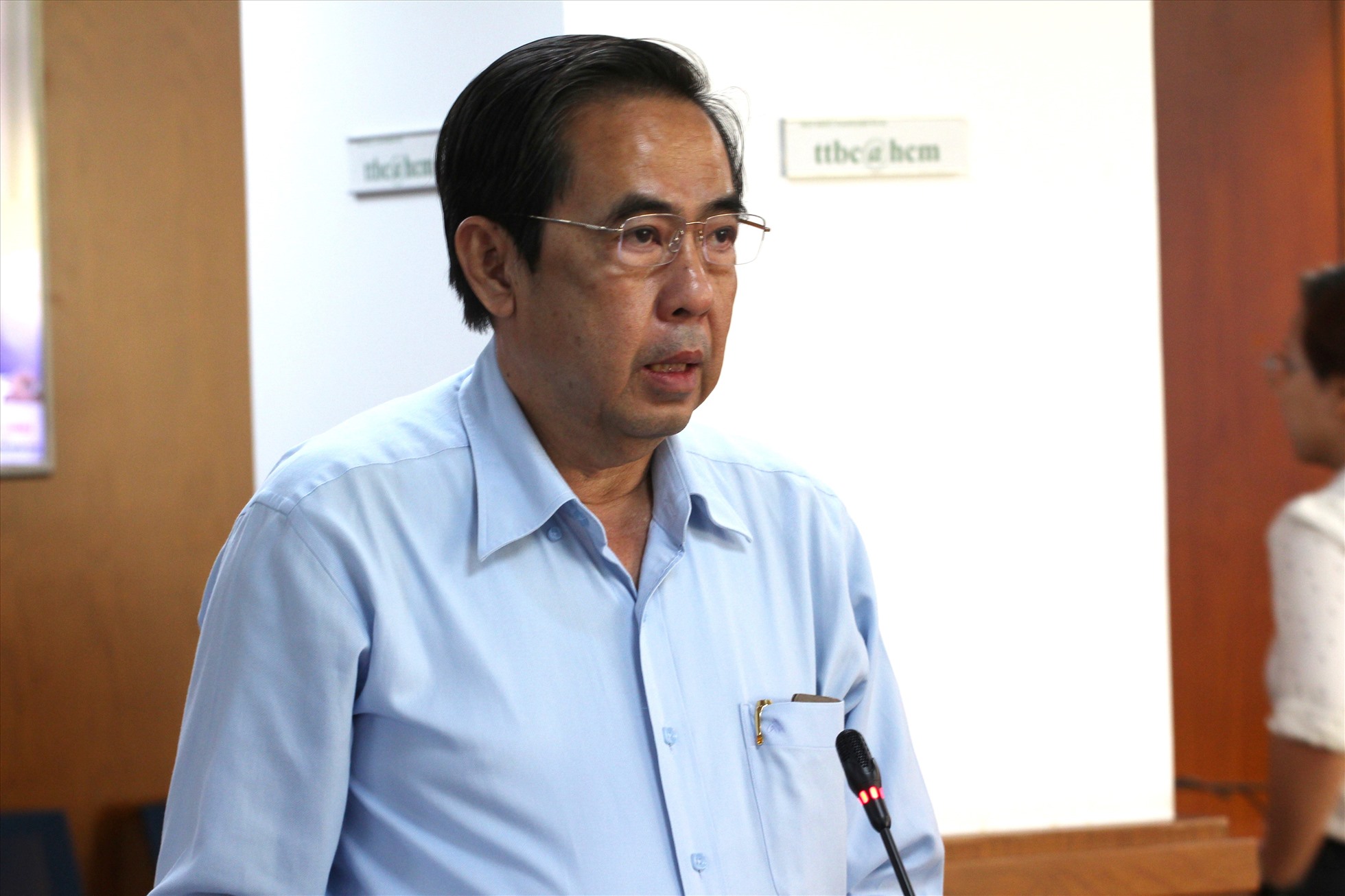 Phó Giám đốc Sở LĐTBXH TP Hồ Chí Minh Nguyễn Văn Lâm thông tin tại họp báo.  Ảnh: Thành Nhân
