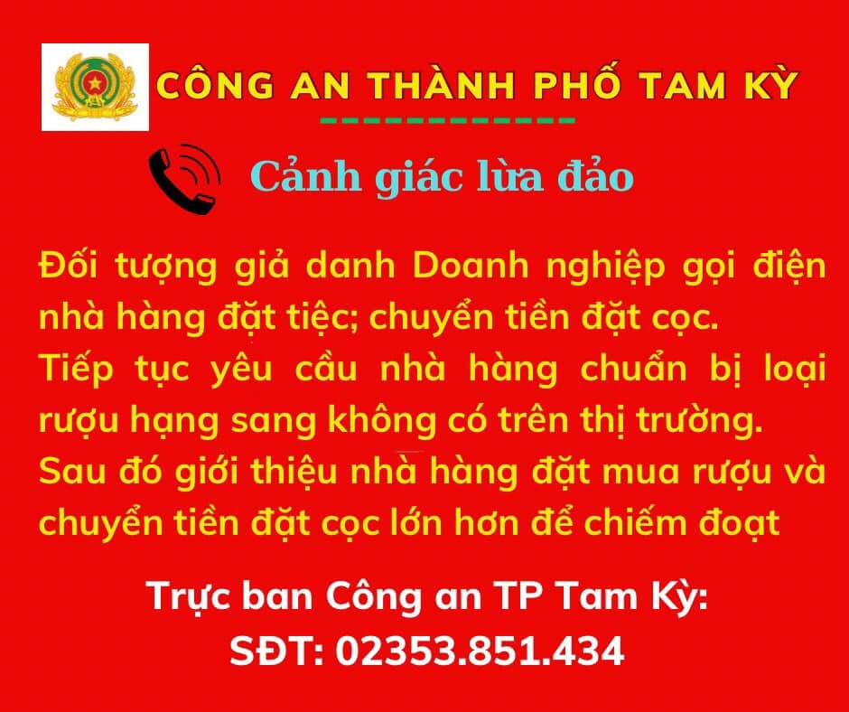 Thông tin cảnh báo lừa đảo của Công an TP Tam Kỳ, Quảng Nam. Ảnh Hoàng Bin