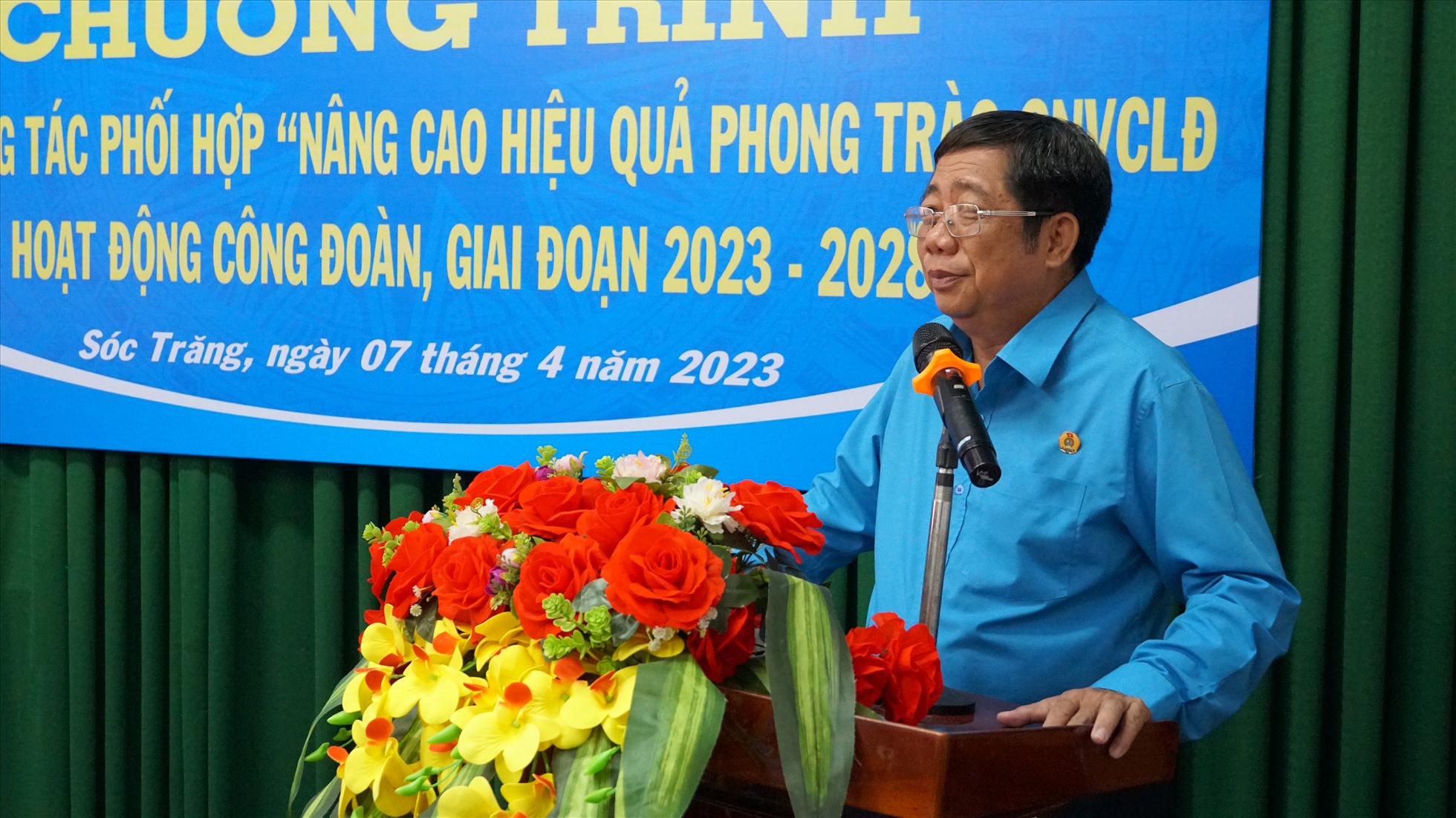 Chủ tịch LĐLĐ tỉnh Sóc Trăng Nguyễn Thanh Sơn .Ảnh: Anh Khoa