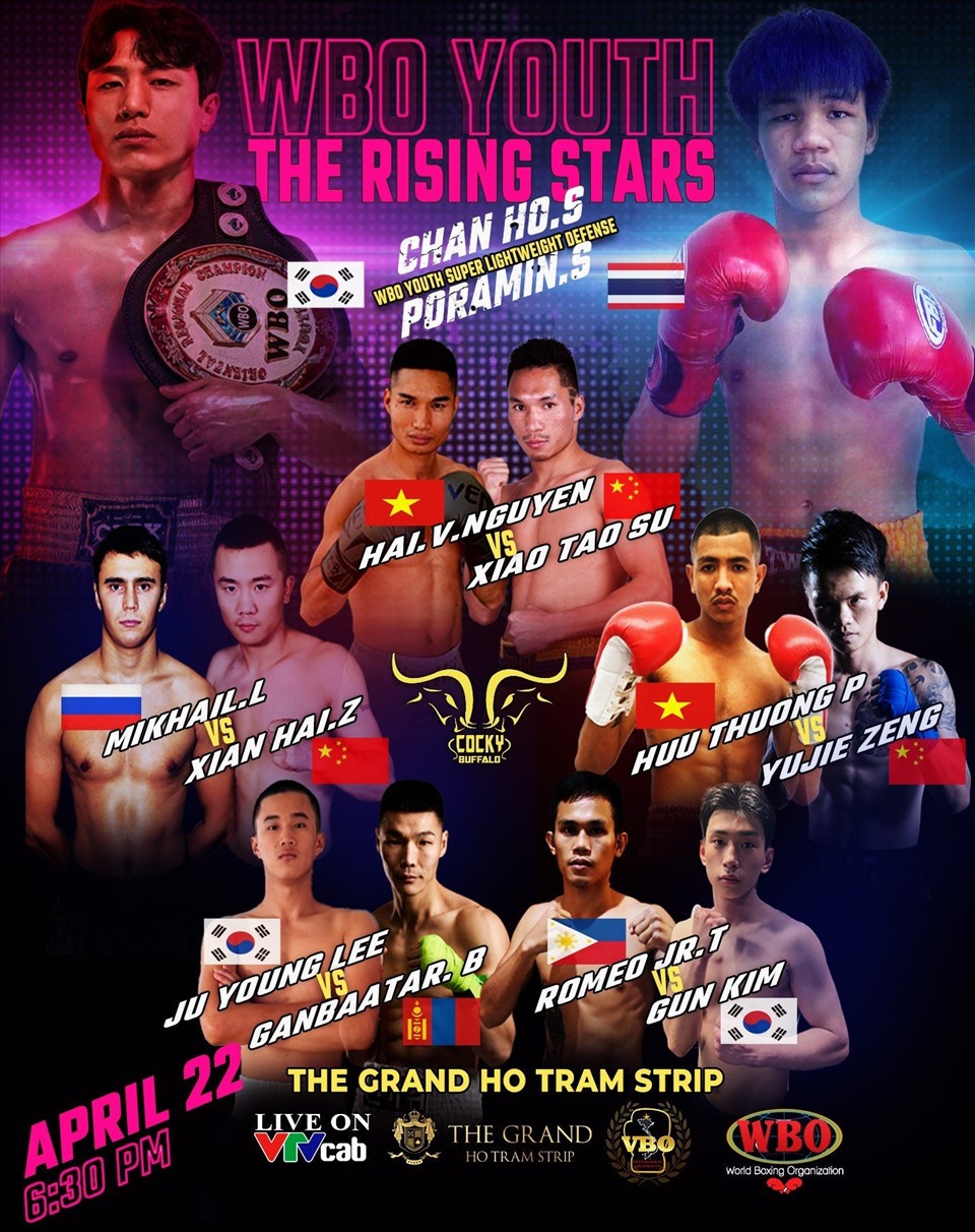 WBO Chapter 3 The Rising Stars là sự kiện boxing quốc tế hấp dẫn do Cocky Buffalo, VTVCab và WBO tổ chức. Ảnh: Phong Lê