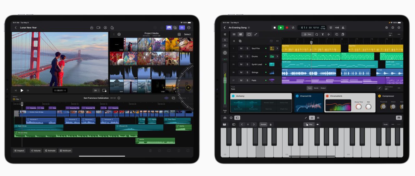 Hai phần mềm biên tập video và âm nhạc lần đầu tiên xuất hiện trên iPad bắt đầu từ ngày 23.5.