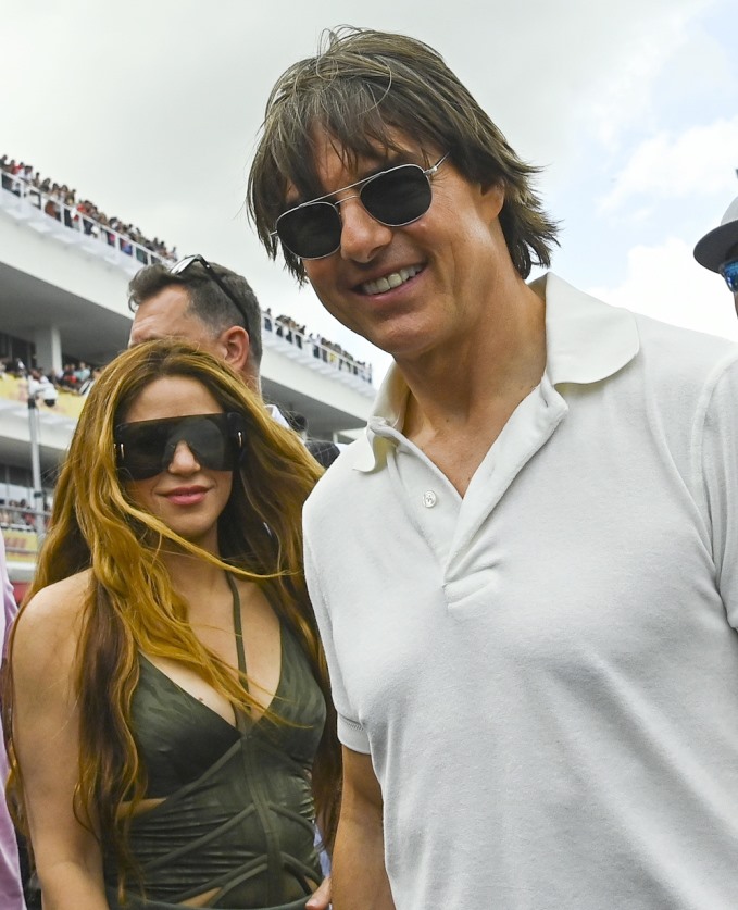 Tom Cruise và Shakira gây xôn xao khi cùng đi xem giải đua xe. Ảnh: Page Six