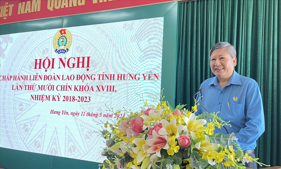 Phó Chủ tịch Thường trực Tổng Liên đoàn Lao động Việt Nam Trần Thanh Hải phát biểu chỉ đạo tại hội nghị. Ảnh: Hà Anh
