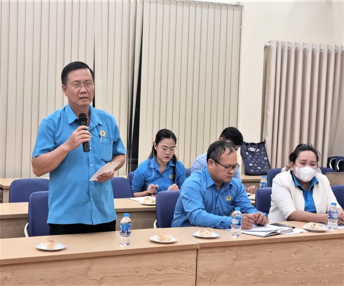 Ông Nguyễn Đình Cường kiến nghị cần có chế độ đãi ngộ và cơ chế bảo vệ cán bộ CĐ. Ảnh: Nam Dương