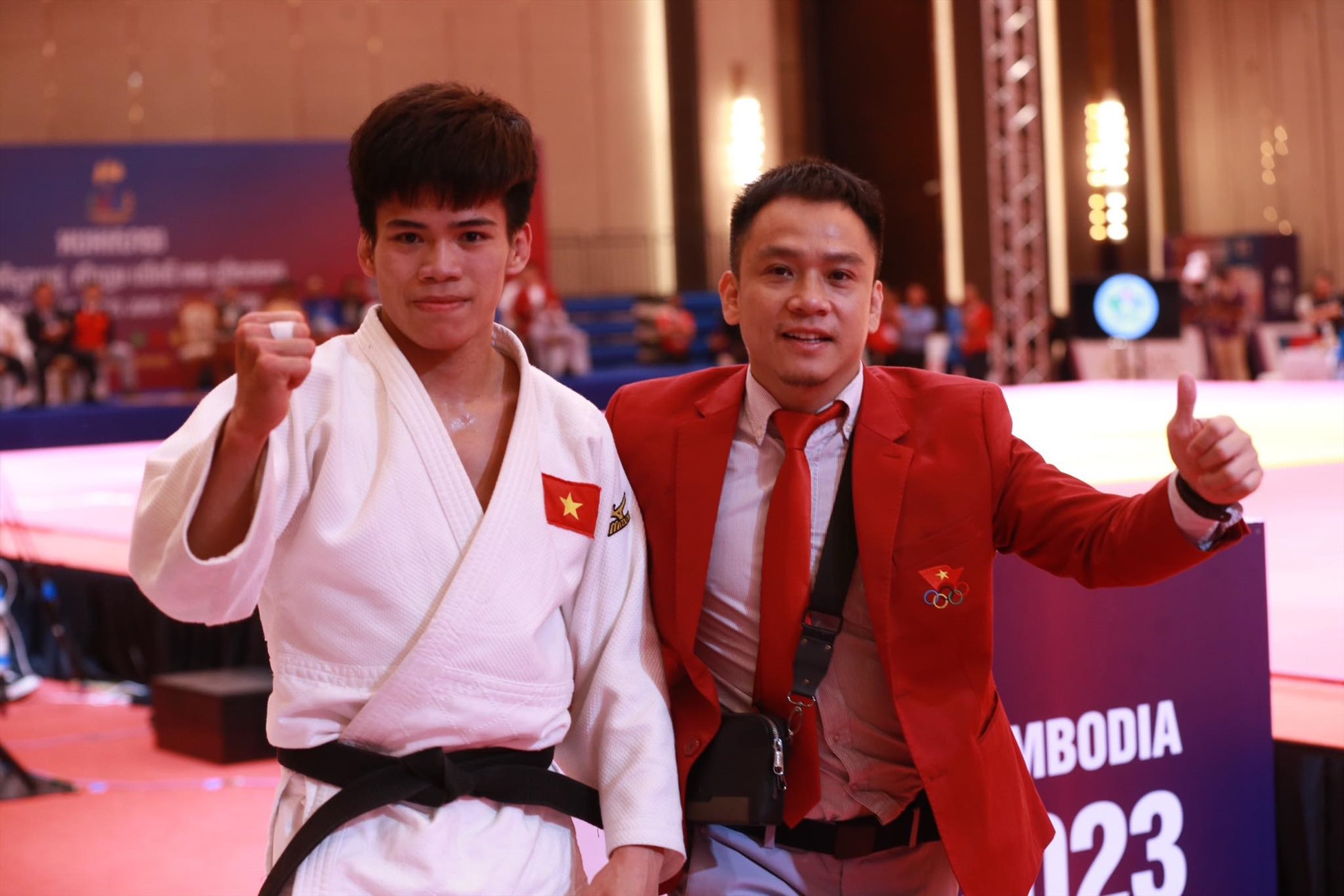 Chu Đức Đạt giành huy chương vàng hạng cân 60 kg nam. Ảnh: Bùi Lượng.