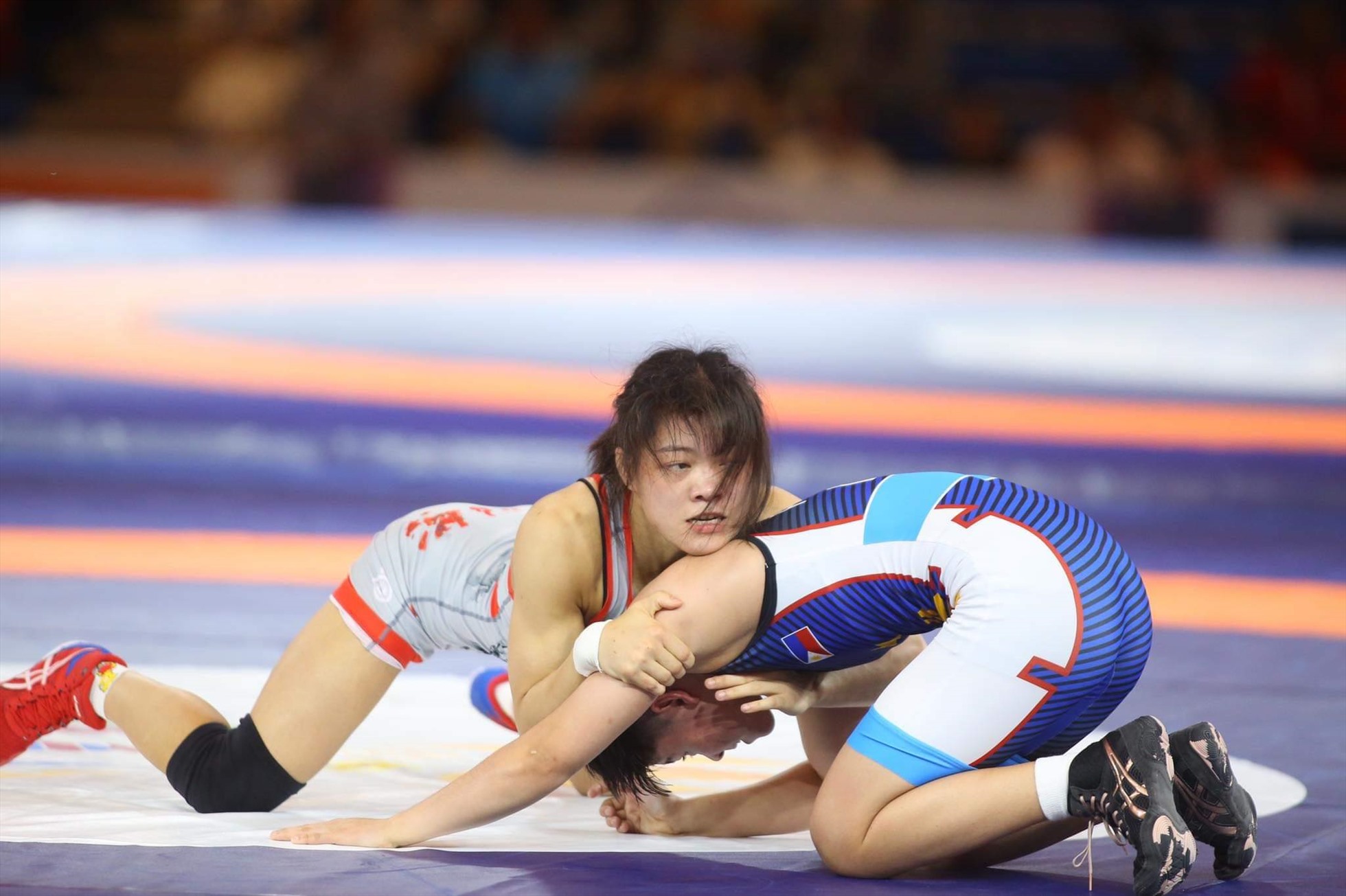 Thanh Xuân giành huy chương vàng môn vật 50kg nữ. Ảnh: Minh Phong