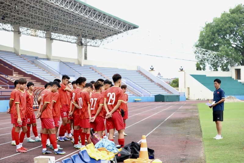 U17 Việt Nam đang hội quân tại Việt Trì (Phú Thọ) để chuẩn bị cho vòng chung kết U17 châu Á 2023. Ảnh: VFF